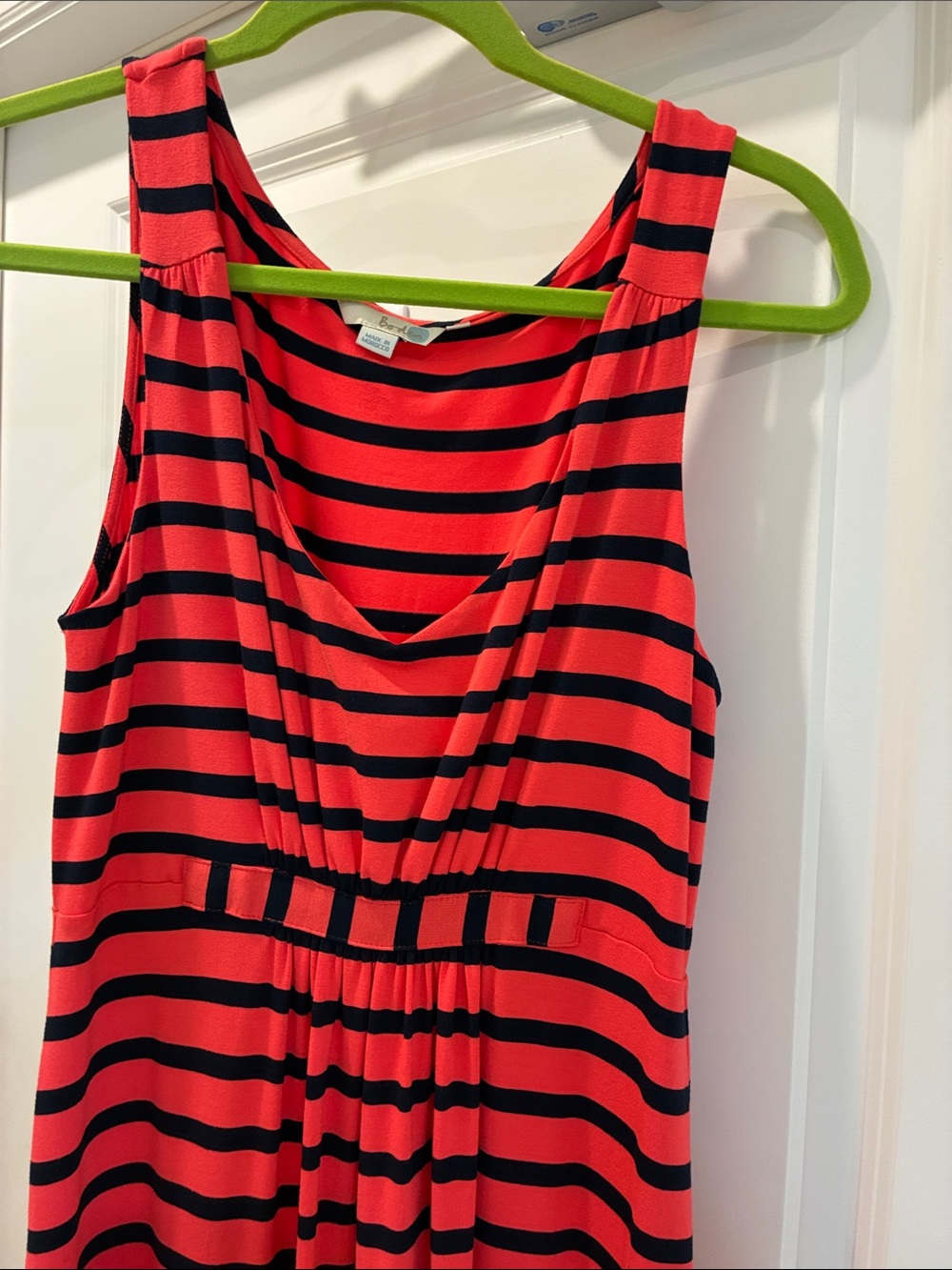 Boden Striped Maxi Tank Dress in Coral and Black